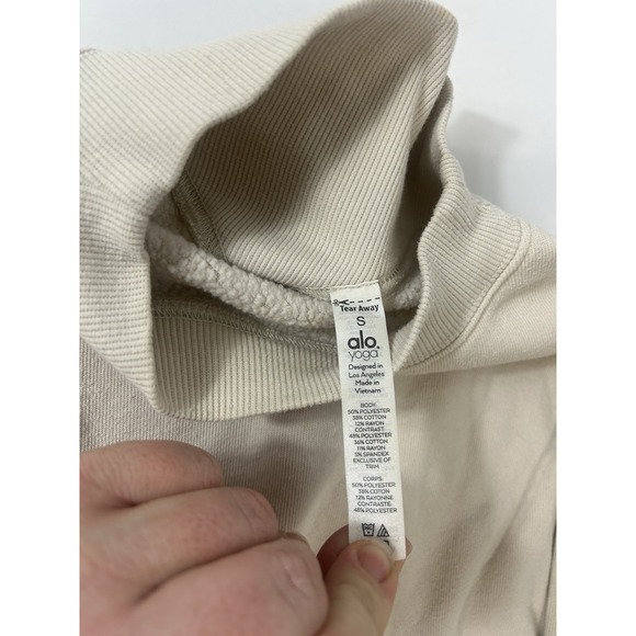 ALO YOGA Renown Crew Neck Pullover Bone - Small sweater sweatshirt cream - Picture 4 of 10